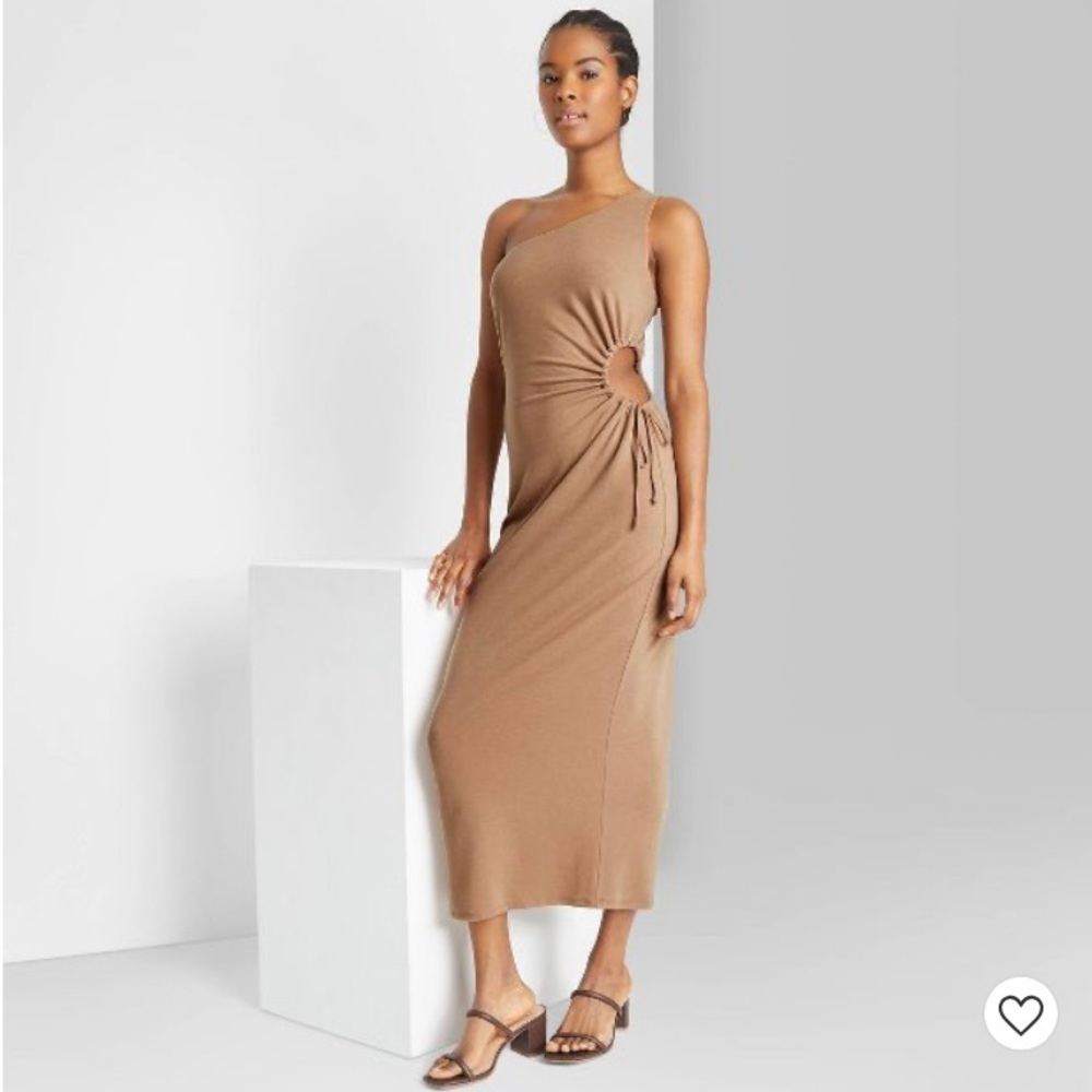 BNWT Wild Fable One Shoulder Cut Out Dress - Dark Taupe (Size XS)